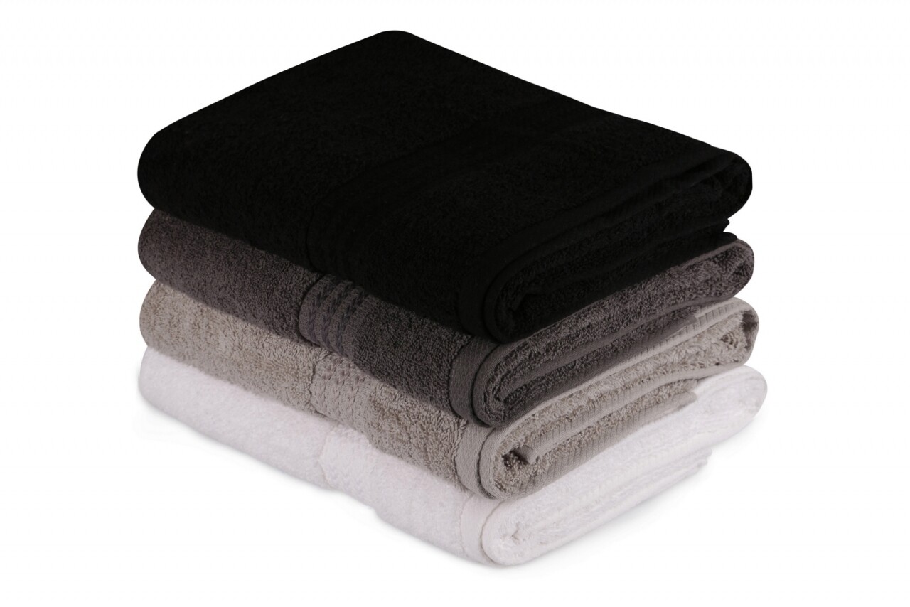 Set 4 prosoape de baie, Hobby, 70x140 cm, 100% bumbac, negru - imagine 5